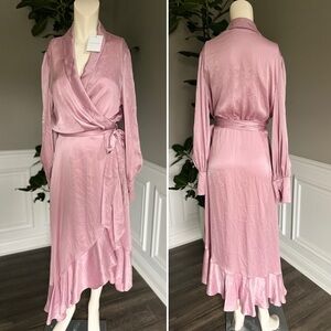ZIMMERMANN Long Sleeve Asymmetric Silk Wrap Dress Sz 3 US 10 NWT 675$